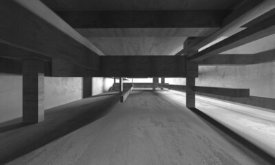 Abstract architecture background. Empty rough concrete interior