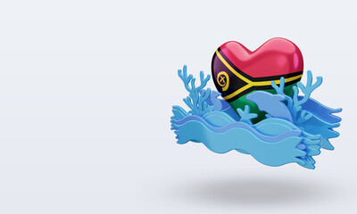 3d ocean day Vanuatu love flag rendering right view