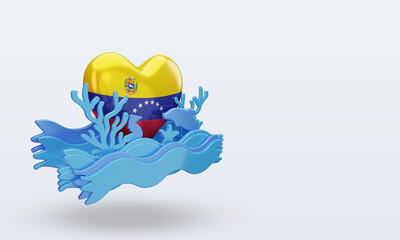 Fototapeta premium 3d ocean day Venezuela love flag rendering left view