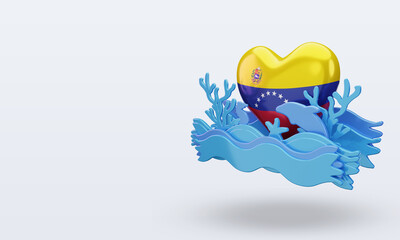3d ocean day Venezuela love flag rendering right view
