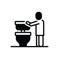 Black solid icon for flush