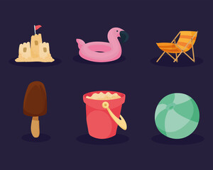 six summer vacations icons