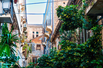 Street view of downtown in Catania, Italy