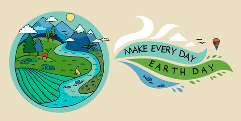 Fototapeta na wymiar Happy earth day banner to celebrate environmental safety