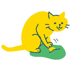 前足でふみふみする猫のイラスト