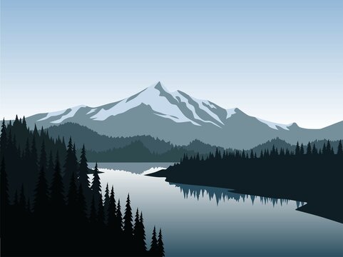 lake and mountains