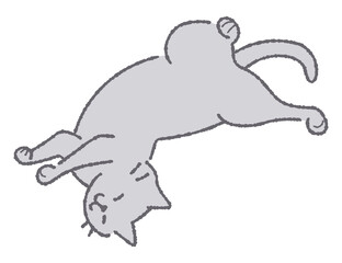 寝転がってお腹を見せる猫のイラスト