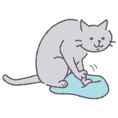 前足でふみふみする猫のイラスト
