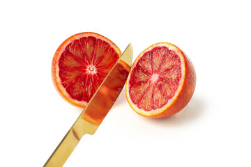 Concept of citrus with red orange isolated on white background