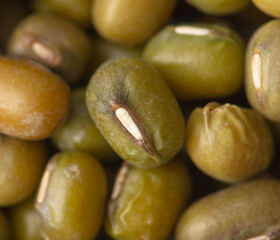 Mung beans as a background.