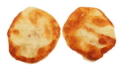 Flatbread fried in oil isolated on white