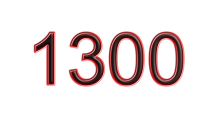 red 1300 number 3d effect white background