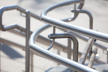 Metal railing on the stairs as a background