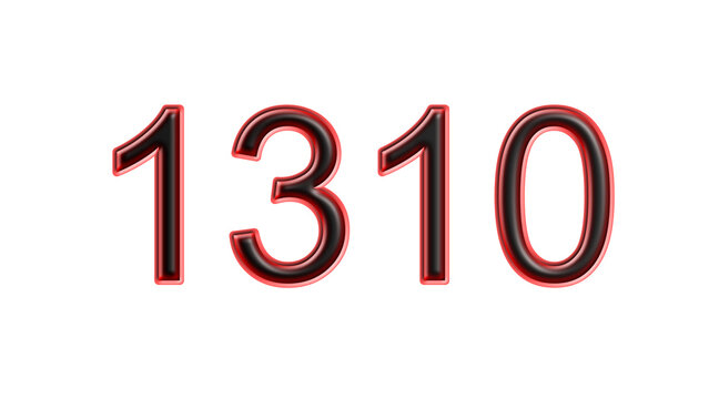 red 1310 number 3d effect white background