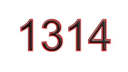 red 1314 number 3d effect white background