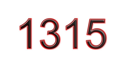 red 1315 number 3d effect white background