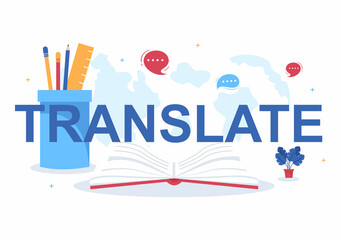 Translator or Translation Language Illustration. Say hello in Different Countries and Multilingual International Communication Cartoon Design © denayune