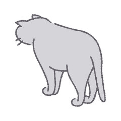 しっぽを下げて下を向く猫のイラスト