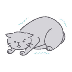 震える猫のイラスト