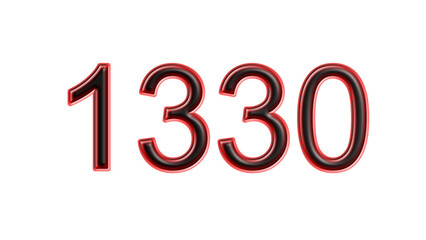 red 1330 number 3d effect white background