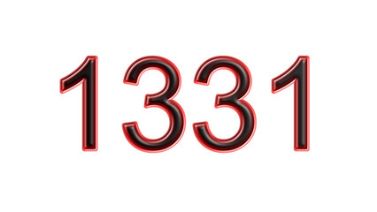 red 1331 number 3d effect white background