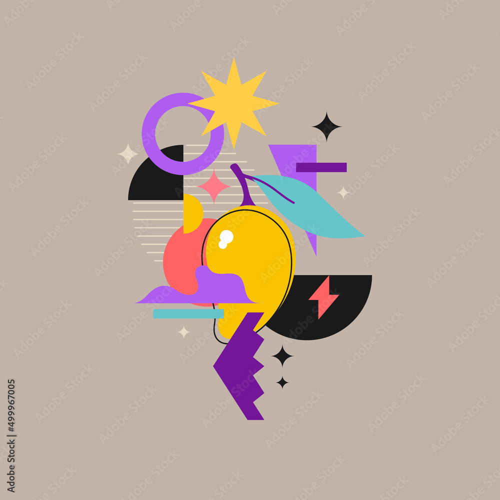 Aufkleber vector graphics in a minimalistic fashionable style with geometric elements.. illustration of a mang