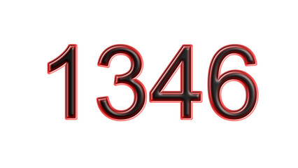red 1346 number 3d effect white background