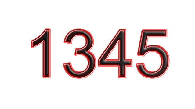 red 1345 number 3d effect white background