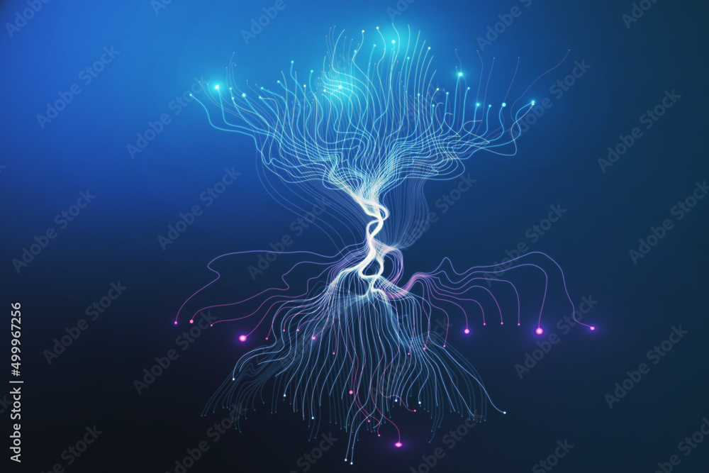 Aufkleber modern dynamic blue neuron plasma energy laser. futuristic virtual technology background, digitally 