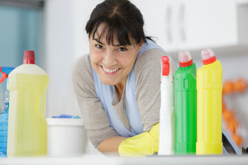 a happy mature woman cleaner