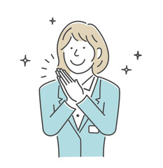 Female office worker vector illustration expressing joy, cheering