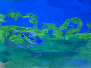 Fototapeta na wymiar Green and blue abstract modern painting.Modern artwork. Contemporary paint