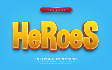 heroes cartoon 3d style text effect