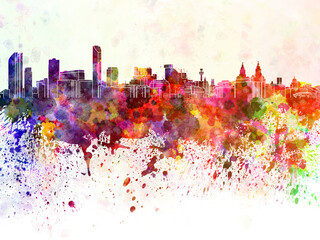 Liverpool skyline in watercolor background