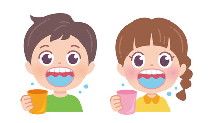 うがいをする子供