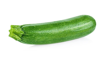 fresh green zucchini with slice isolated on white background