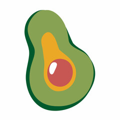 Avocado. Avocado fruit sliced icon. Natural organic vegetarian fruit or vegetable. Vector illustration on a white background.