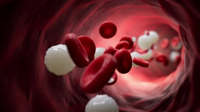 Blood flowing towards view, animation