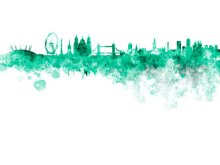 London skyline in watercolor