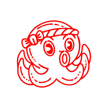 Octopus chef cartoon vector illustration doodle style