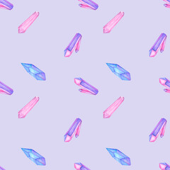 Seamless crystals, pink, purple pattern, print for wrapping and textile. Endless Decorative Background design. Perfect for textile and scrapbooking.