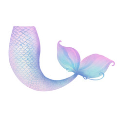 Watercolor illustration mermaid, mermaid tail, Flower Bouquets, for Wedding invitation, embellishments, handicrafts, stationery, greeting cards, party invitations, scrapbooking, posters, stickers