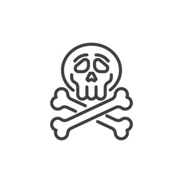Skull and bones line icon
