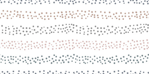 Hand drawn doodle background, pastel stripe pattern with dots, vector repeat background.