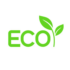 Eco with leaf icon, Ecology green energy, Eco friendly, Saving environment, Organic natural concept, Vector illustration