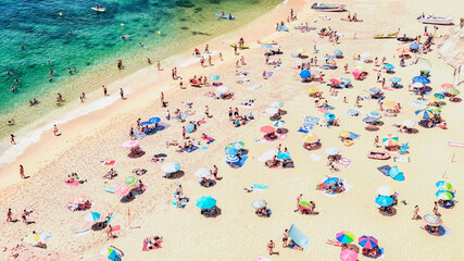 Benagil beach on the Atlantic coast, Algarve, in Portugal.