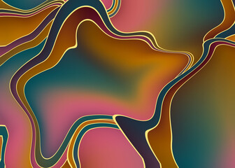 abstract wavy line illustration wall decoration with gradient color