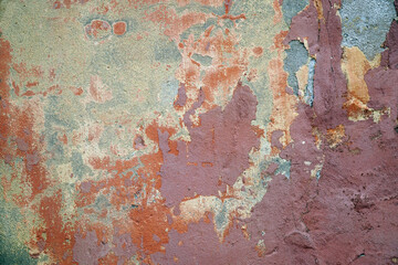 Plaster. Red and ochre. The old wall. Background. Loft