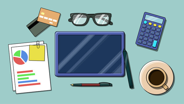 Working Office Place. Business adgets and Documents