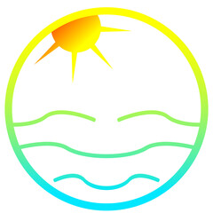 simple Ocean Sun Waves Logo Design Vector